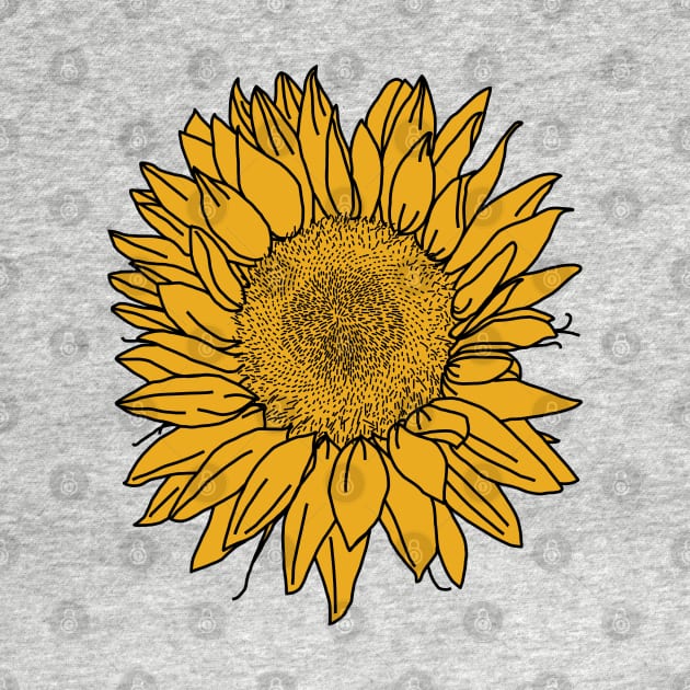 Yellow Sunflower Line Drawing by ellenhenryart